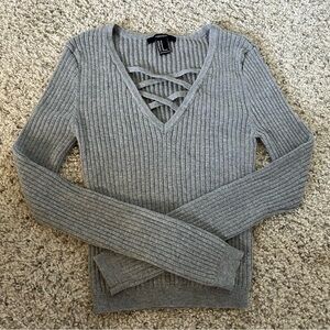 Gray sweater knit top